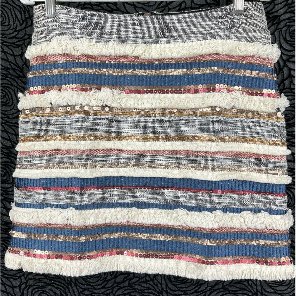 Anthropologie Moulinette Soeurs Skirt Womens Sz 4 Mini Erine Beaded fringe $128 - Picture 1 of 8